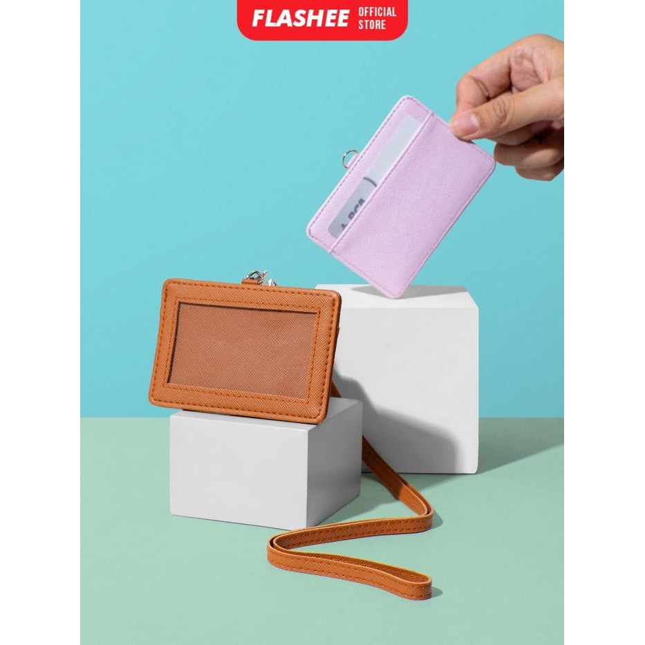 

Promo Name Tag Horizontal Kulit Lanyard Landscape PU Leather ID Card Holder - Hitam