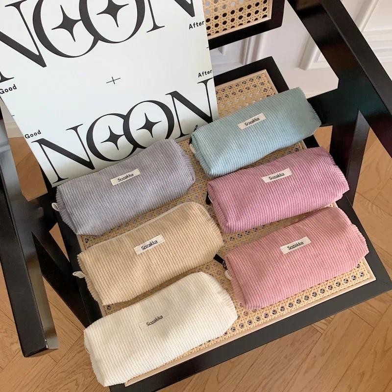 

1 Piece Simplicity Student Pencil Pouch for Boy Girl Fashion Aesthetic Solid Color Series Pencil Case Makeup Bag School Supplies