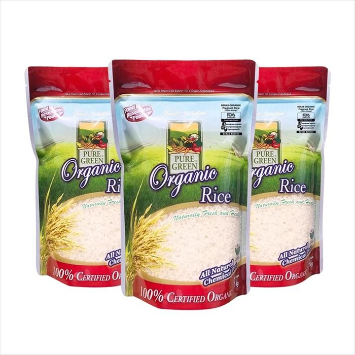 

PAKET 3 - PureGreen Organic Rice Beras Organik Pulen Wangi 1 kg x 3 pc