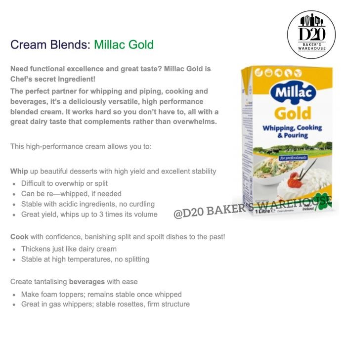 

Millac Gold Whipping Cooking Cream 1Liter