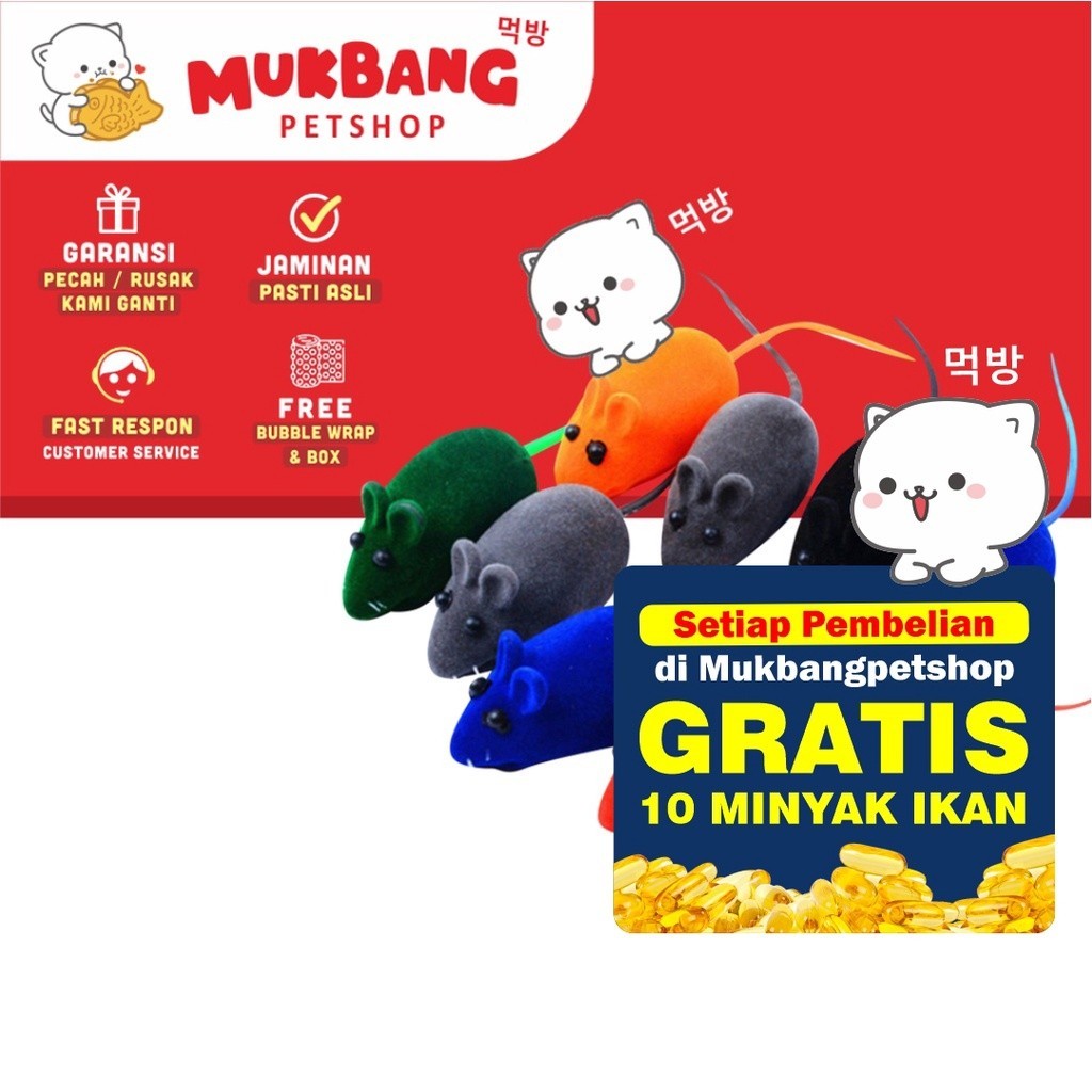 Mainan Tikus Mainan Hewan Interaktif Tikus Karet Kucing Anjing