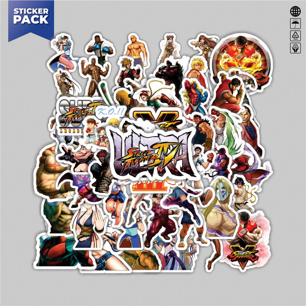 

[100PCS]Stiker Pack Stiker Video Game Series Street Fighter Character Mix 3 Aesthetic Vinyl Anti Air Dekorasi Sticker Laptop Buku Journal Koper Helm Casing HP Gitar Helm Skateboard