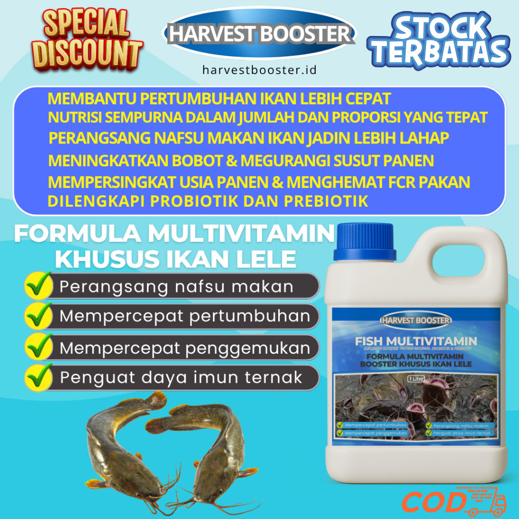 Vitamin Booster IKAN LELE, VITAMIN Ikan lele agar cepat besar 1 liter pemacu pertumbuhan ikan lele p