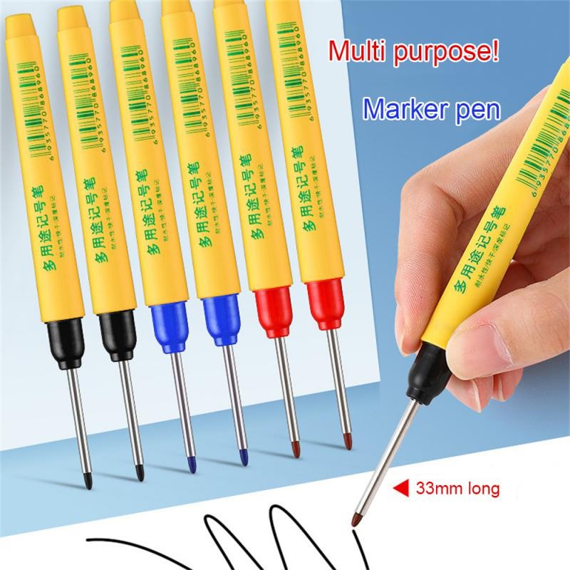 

33mm Marking Pen Waterproof and Colorfast Ceramic Tile Wood Metal Deep Hole Long Head Marking Pen Woodworking Electrician Tools
