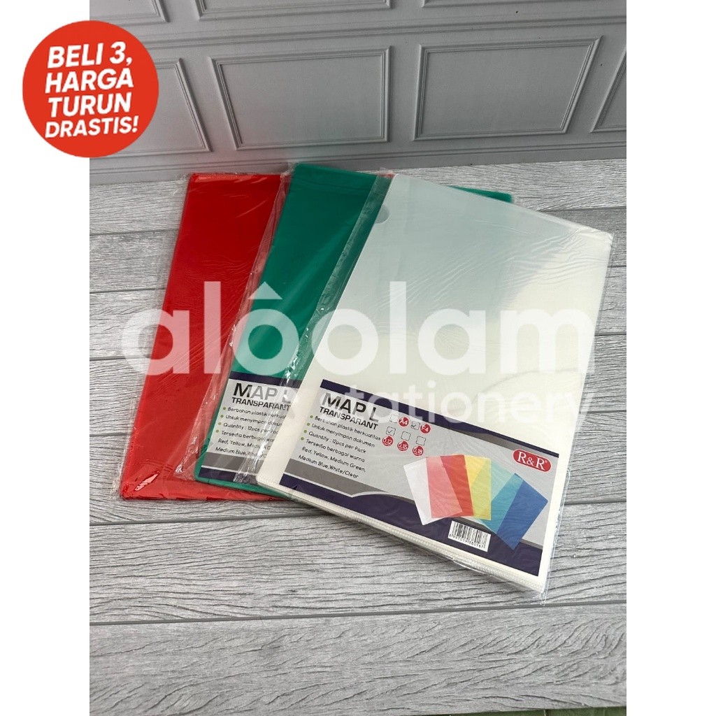 

12 PCS SATU LUSIN Map L Plastik Transparan