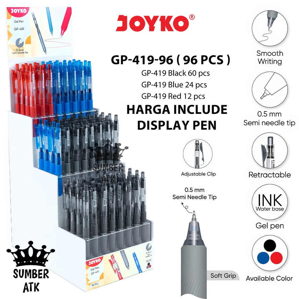 

Gel Pen Pulpen Pena Joyko DISPLAY STAND GP-419-96 Gel 0.5 mm ( 96 PCS )