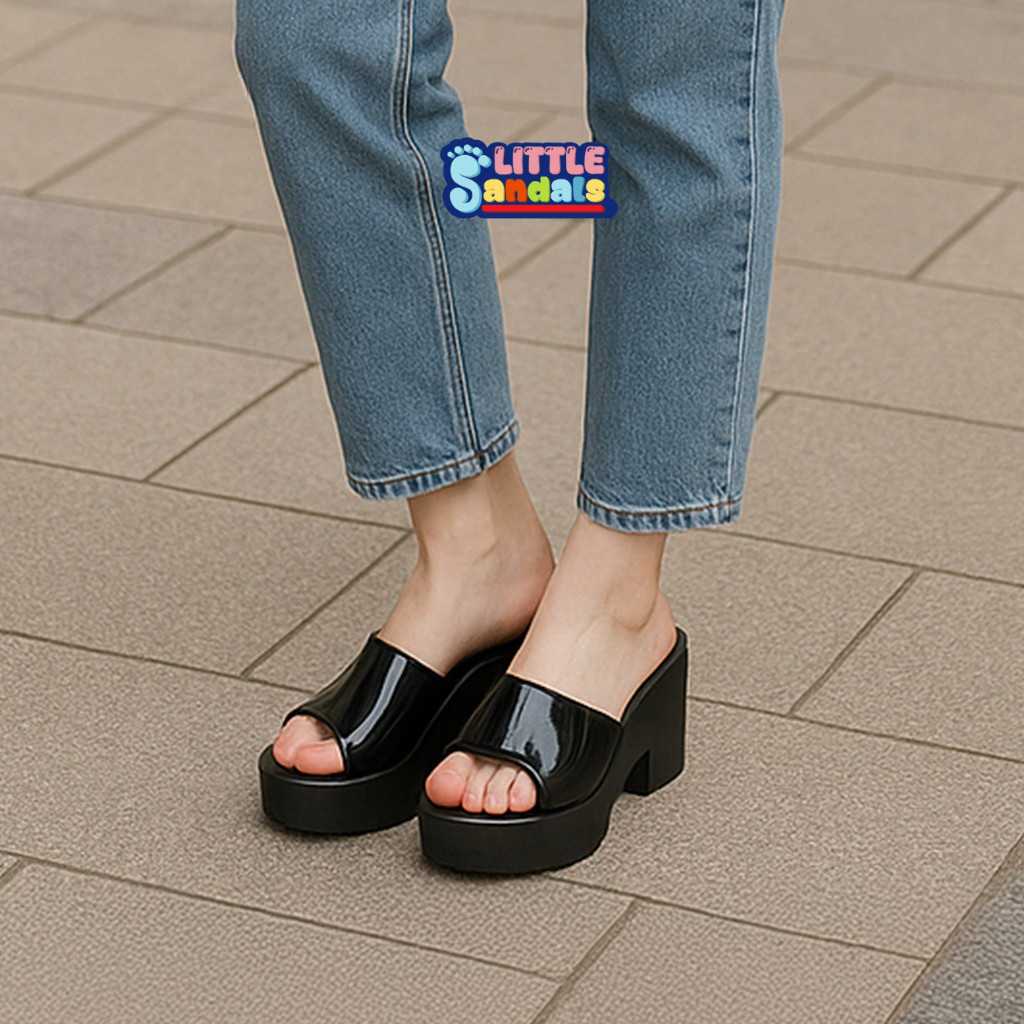 Sandal Slop Wedges Wanita Balance Import Sendal Empuk Jelly Import Bahan Karet Jelly 2320-A1