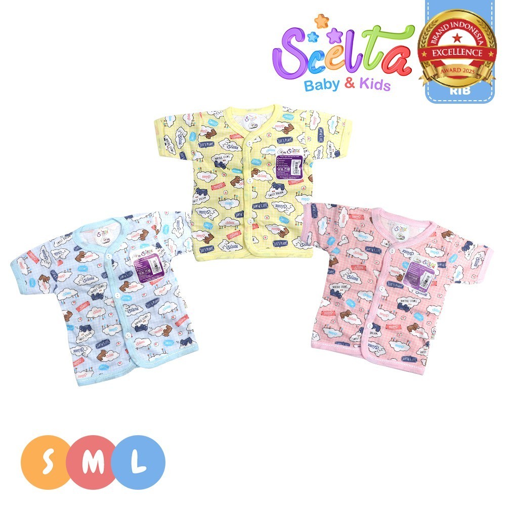 Scelta Baby - Baju Bayi Kancing Depan Lengan Pendek Cowok Cewek Unisex Bb C B2 Cloudbear