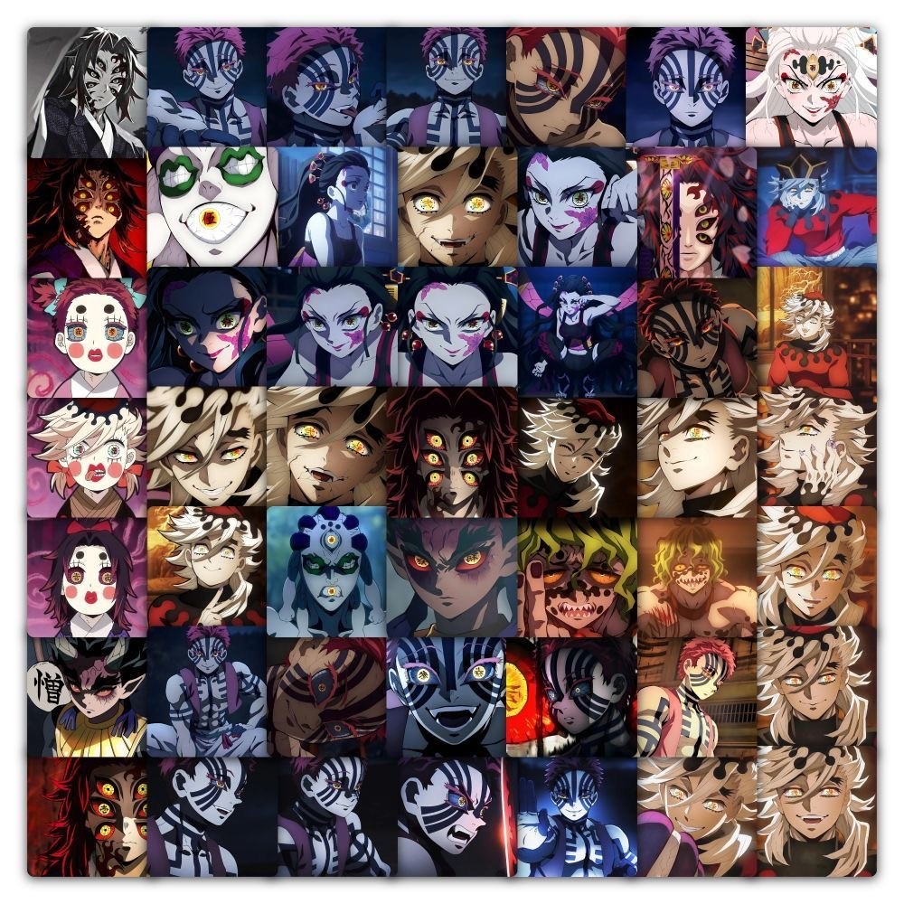 

55Pcs Anime Demon Slayer Stickers Douma Kokushibo Akaza DIY Stickers Scrapbooking Phone Luggage Skateboard Waterproof Decals