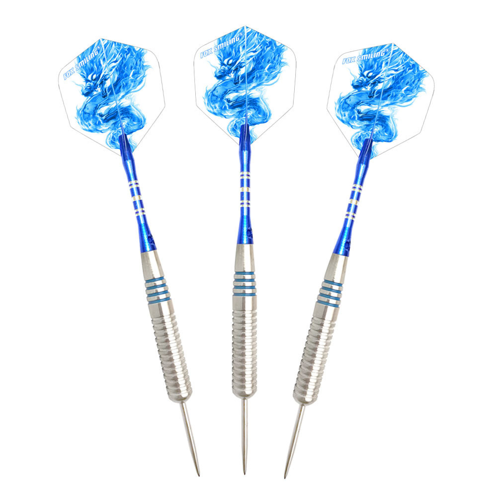 3pcs 24g Fox Smiling Steel Tip Darts With Aluminum Shaft Blue And Pink Professional Dart Pin Leather