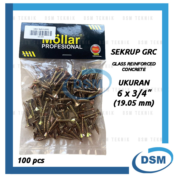 SEKRUP GRC 6 x 3/4 - BAUT SKRUP KALSIBOARD KUNING ISI 100 PCS
