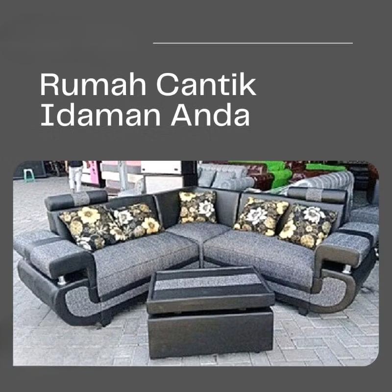 sofa L sudut + meja Minimalis Modern