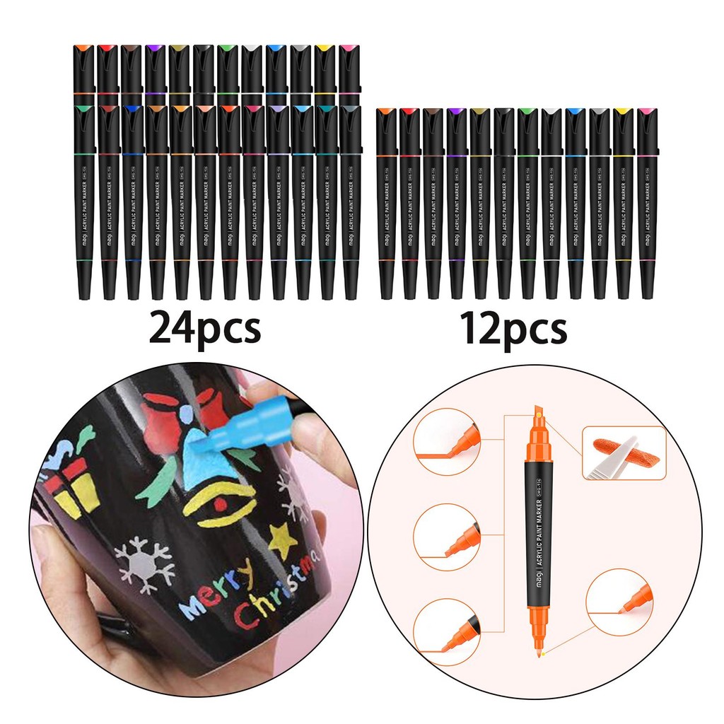 

Acrylic Paint Marker Pens Kit Double-Ended Marker for Painting Drawing Stone