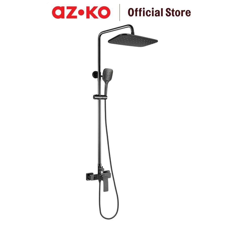AZKO Acroz Elegante Set Shower Mandi - Abu-Abu Gunmetal Shower Kamar Mandi Perlengkapan Kamar Mandi 