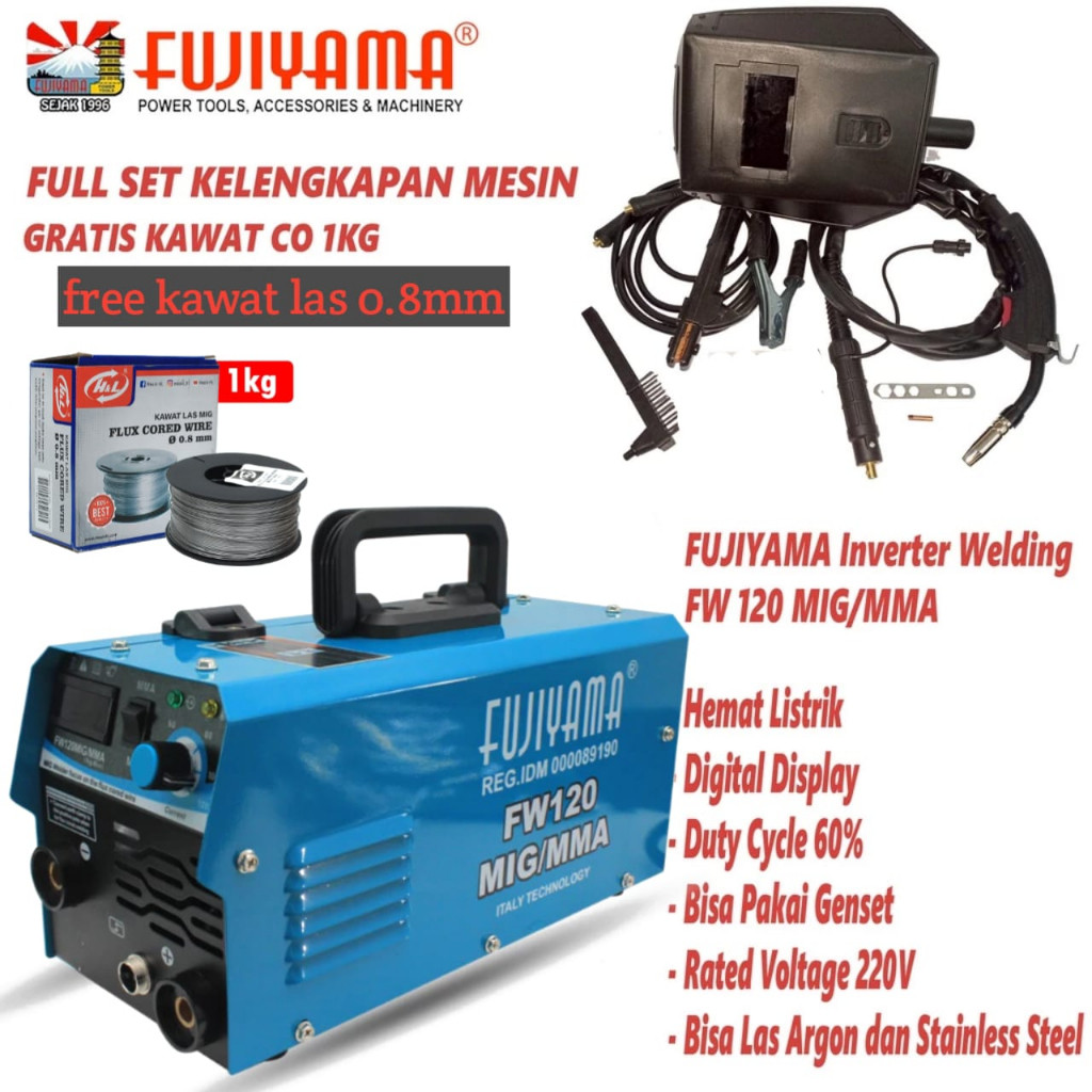 Paket ( 2 ) Item - Fujiyama Mesin Las Mig + H&L Kawat Las Mig 0.8mm ZX2902