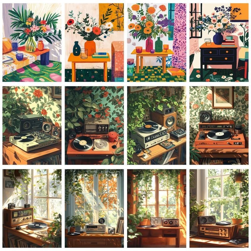 

CHENISTORY Paint By Number Phonograph Landscape Kits Handpainted Picture By Number Drawing On Canvas Home Decoration