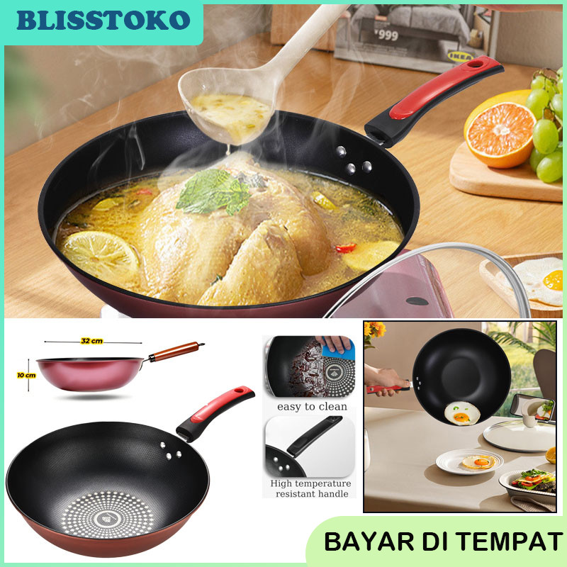 Wajan Diamond Wok Pan Wajan Penggorengan Anti Lengket Ukuran Diameter 32cm Diamond Wok Pan