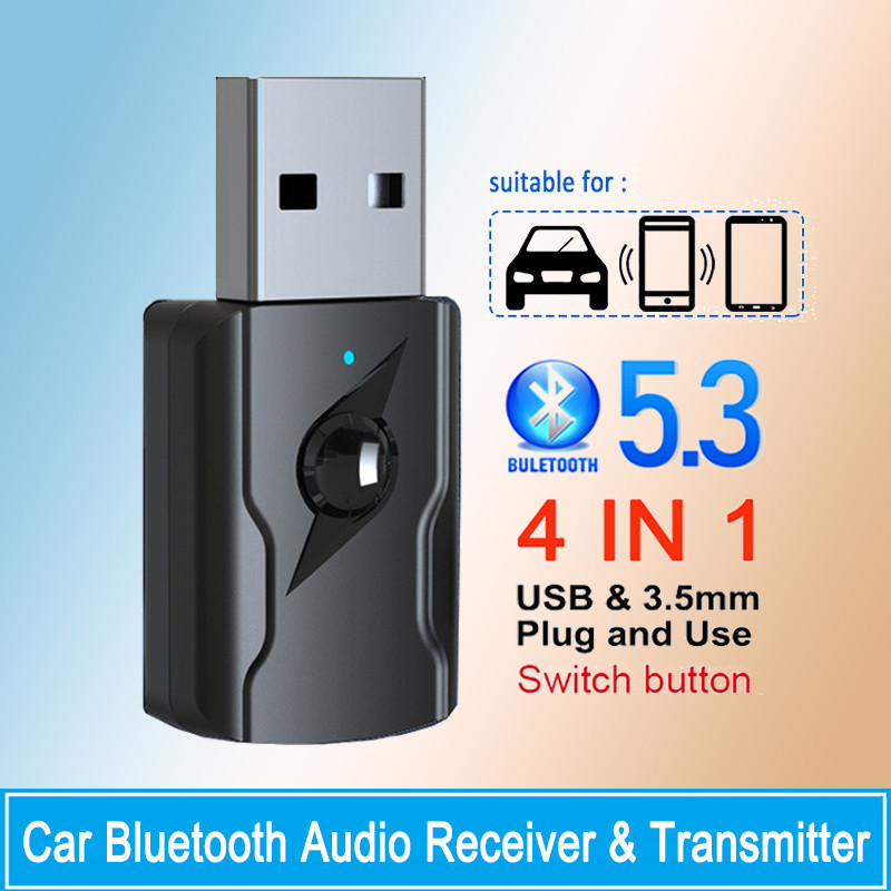 USB & 3.5mm AUX Bluetooth 5.3 Dongle Audio Receiver Transmitter Music Adapter For PC Mp3 Speaker TV 
