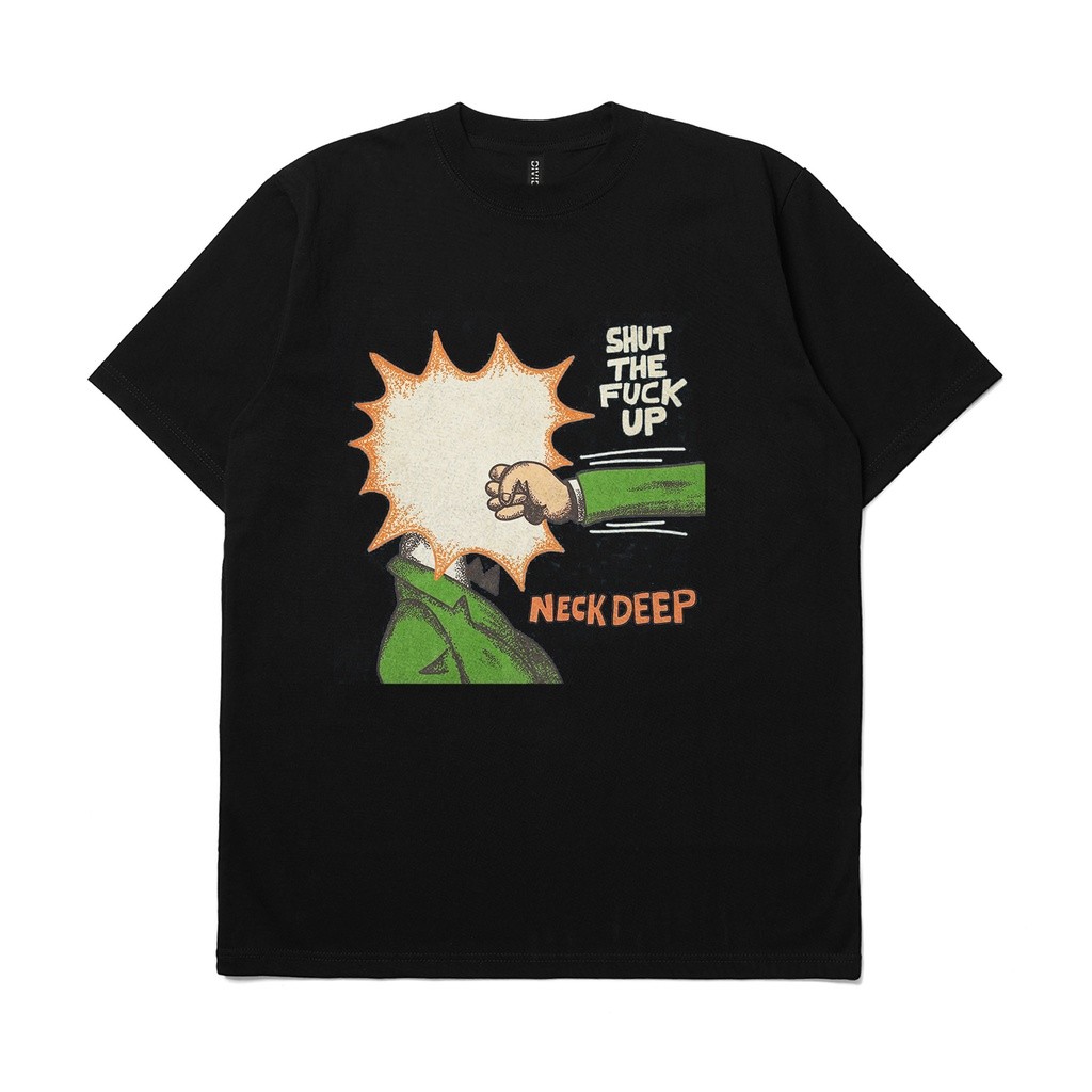 T-shirt Band Neck Deep STFU Bahan Cotton Combed 24s