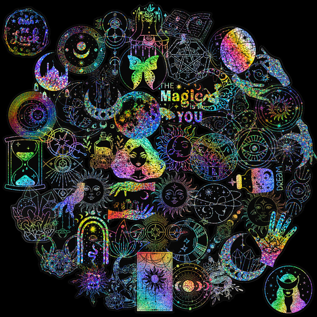 

100 Pcs Shiny Holographic Stickers for Resin Transparent Stickers Glitter Resin Stickers Decorative Stickers for phone