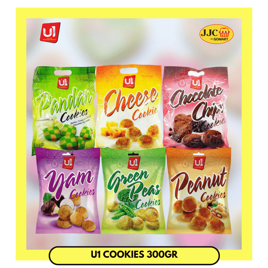 

U1 Cookies 300gr | Green Peas | Yam | Peanut | Cheese | Chocolate Chips | Pandan