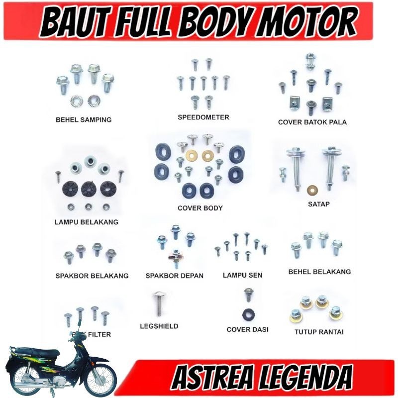 PROMO!!! COD Baut Astrea Legenda Full Set / Baud Honda Astrea Legenda Full set Full Body / Baut Baud
