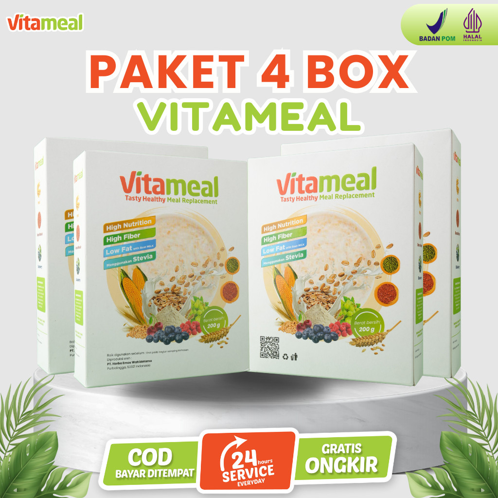 

[ AMPUH ] VITAMEAL 4 Box Sereal Ampuh Turunkan Gula Darah Tinggi Cegah Diabetes Kolesterol Asam Lambung Maag FITAMEAL GERD
