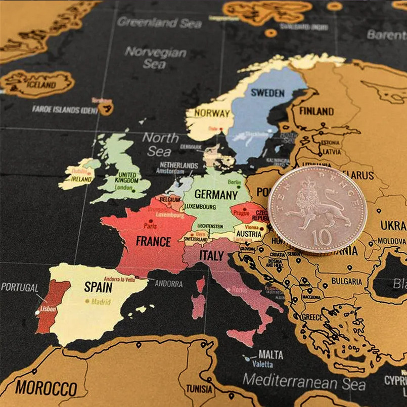 

JKMLLCM Wu Fang Poster Scratch Map Peta Dunia Versi National - ZJP-M018