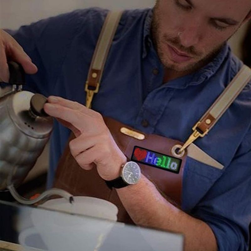 LUNDONGSHOP Name Tag LED / LED BADGE Running Text mini /Tulisan Berjalan /Miniatur truk / papan nama