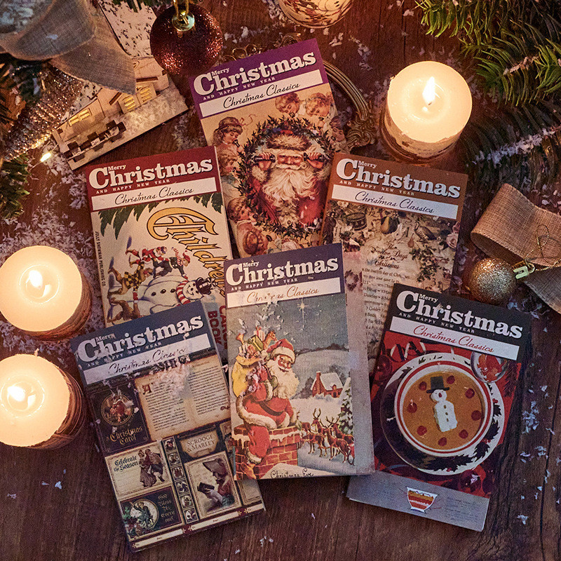 

50 pcs Christmas themed material paper Vintage Decorative Hand Account Diary Scrapbooking Background paper