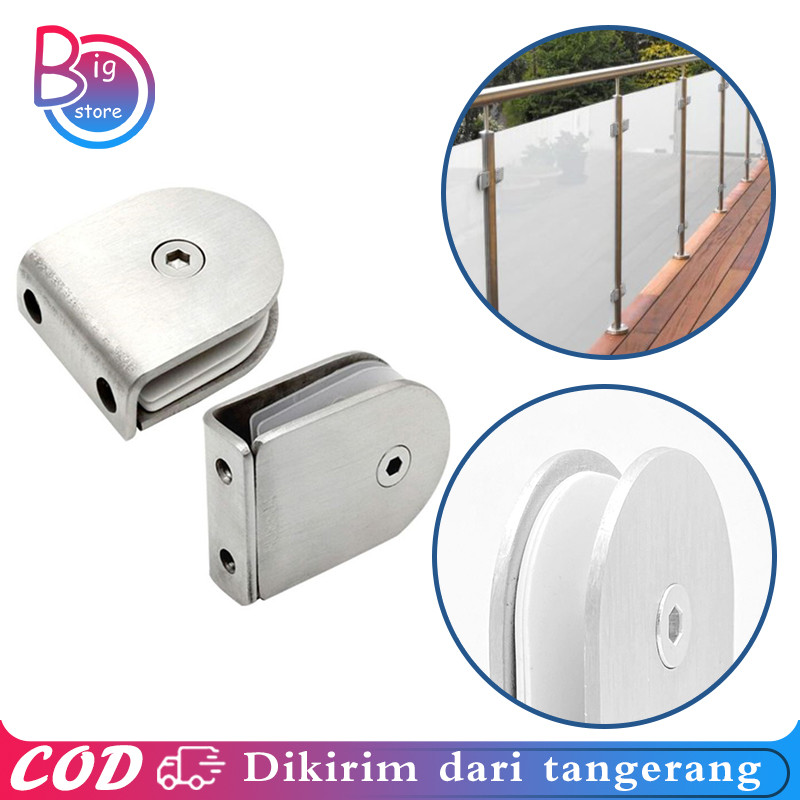 Penjepit Kaca Stainless Glass Clip Penjepit Kaca Dinding Penjepit Sudut Kaca Jepitan Kaca Stainless