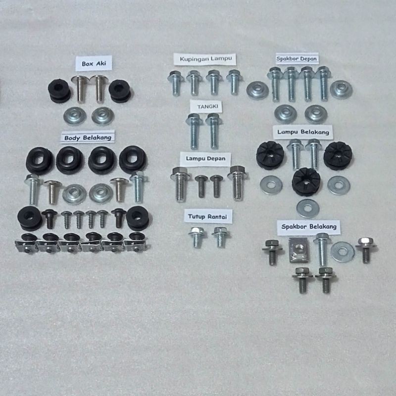 Baut Full Set Cover Bodi Body Honda MegaPro Hiu 160 Lama / Old Baut Lengkap Cover Body Bodi MegaPro 