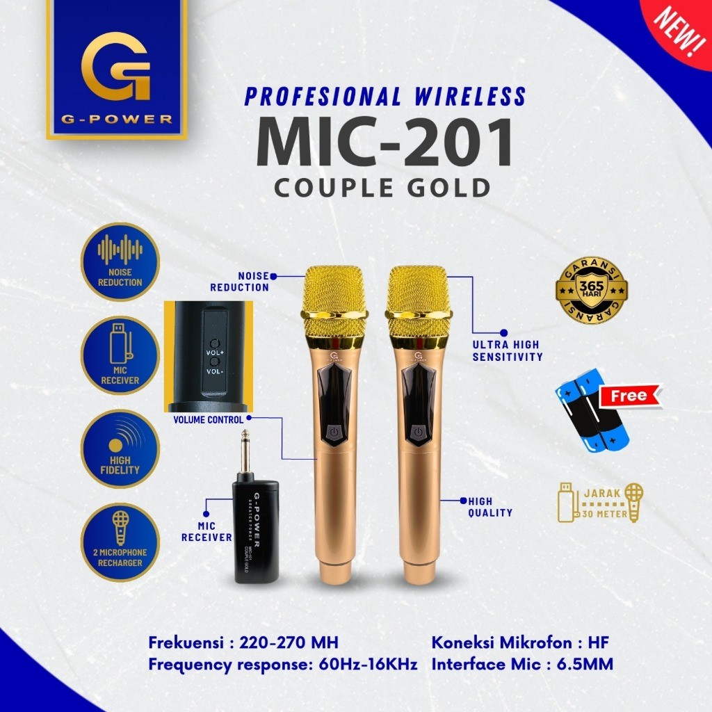 HOTS SALE G-POWER Mic Wireless 102 / 202 Mic Karaoke Meeting Jernih Bagus Mic Professional Mic Murah
