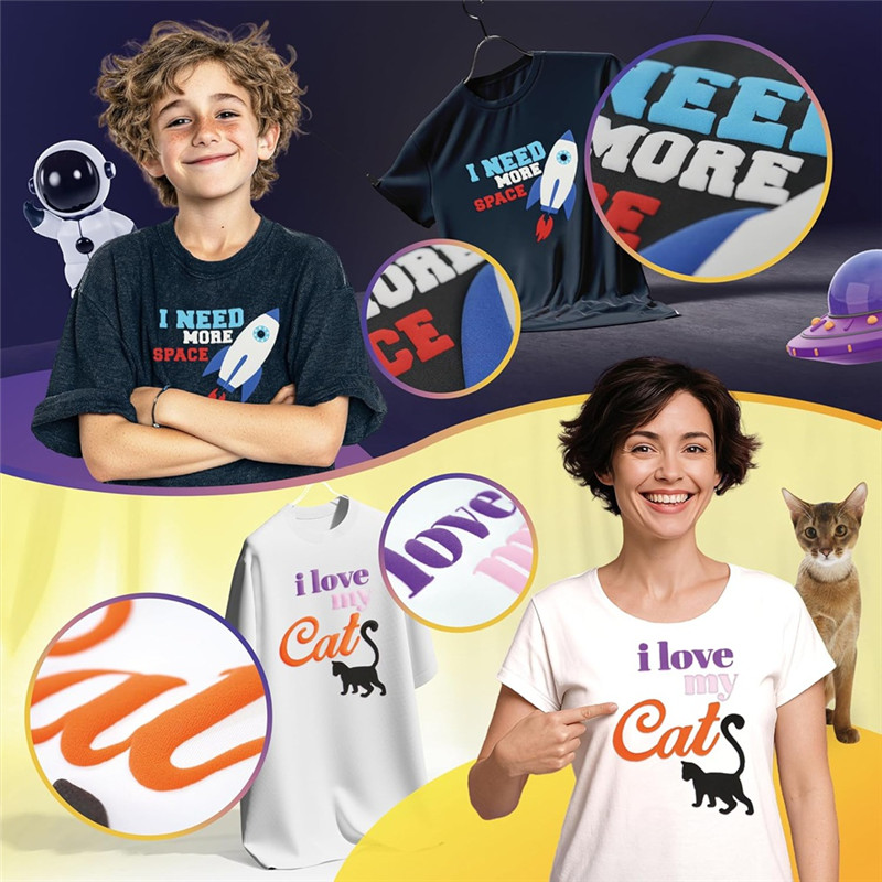 

YLS-12Pcs Bubble Vinyl Heat Transfer 3D Bubble HTV For T-Shirts, Easy To Cut And Weed