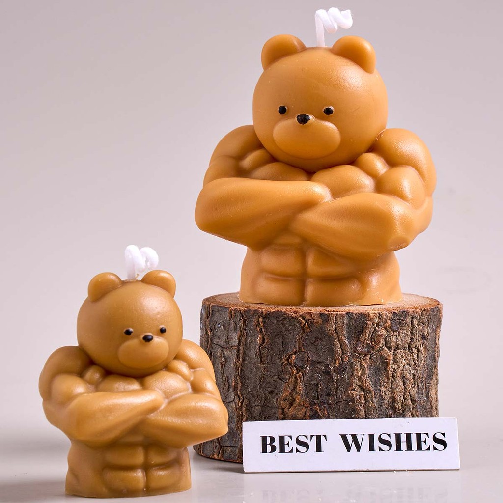 

3D Muscle Bear Candle Silicone Mold DIY Handmade Strong Animals Aromath Soap Gypsum Resin Craft Casting Molds Home Decor Supplie