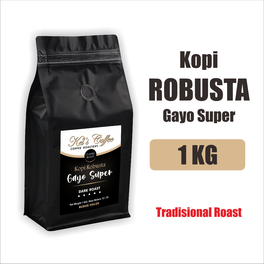

KELSCOFFEE Kopi Hitam Robusta Gayo Super 1 Kg | Kopi Bubuk Fresh Roasted