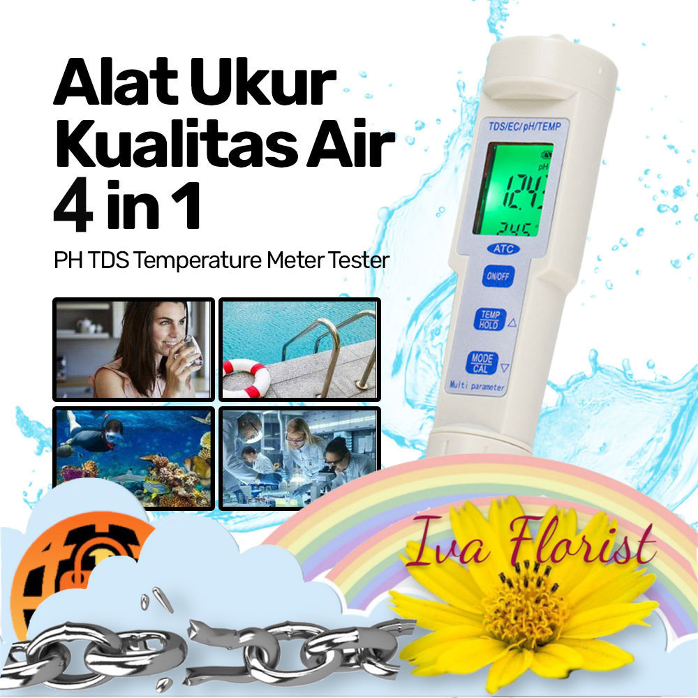 HOT Alat mengUkur Kualitas Air 4 in 1 pH TDS Temperature Meter Tester - KT-686 aquarium suhu derajat