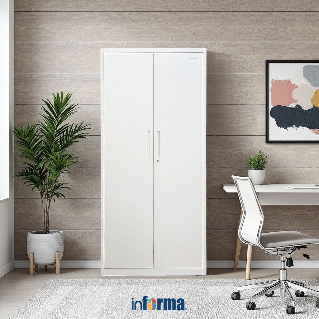 Informa Gavin Kabinet Kantor 2 Pintu Ayun Metal High - Putih Lemari Kabinet Office Cabinet Penyimpan