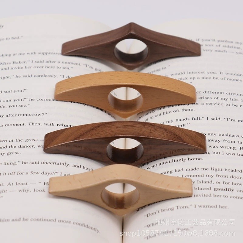 

Solid Wood Thumb Book Support Book Page Holder Reading Finger Ring Page Clamp Convenient Bookmark School Office Supplies