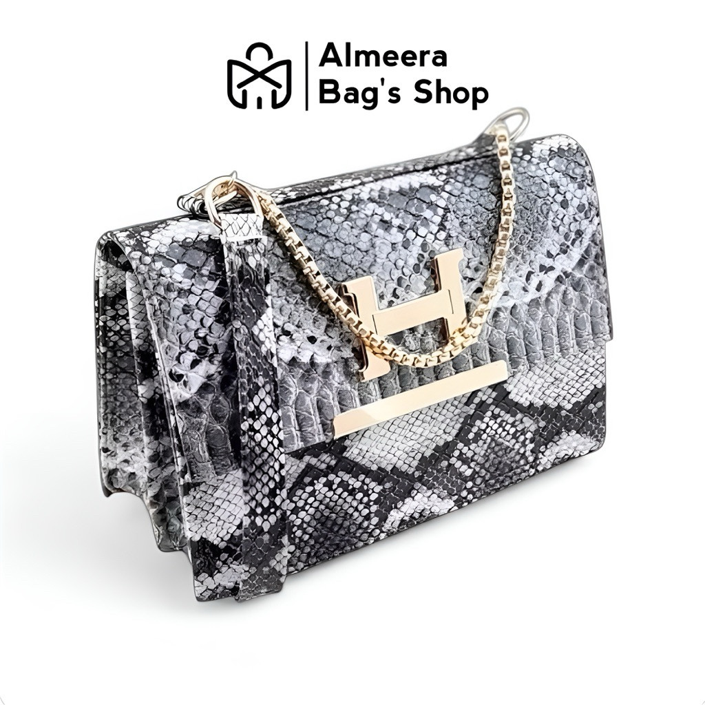 ALMEERA BAG - TAS KULIT ULAR WANITA KEKINIAN TAS HER* ESS ULAR TAS SELEMPANG ULAR TAS MURAH HP