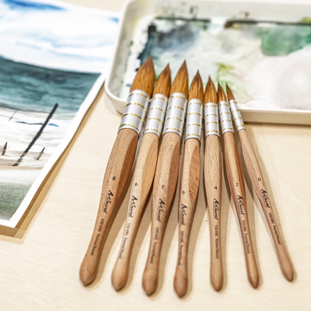 

Artsecret Point Round 530KRS Paint Brushes for Watercolor Acrylic Quill Brush Copper Wire Ferrule Crack-Resistant Tip Artist