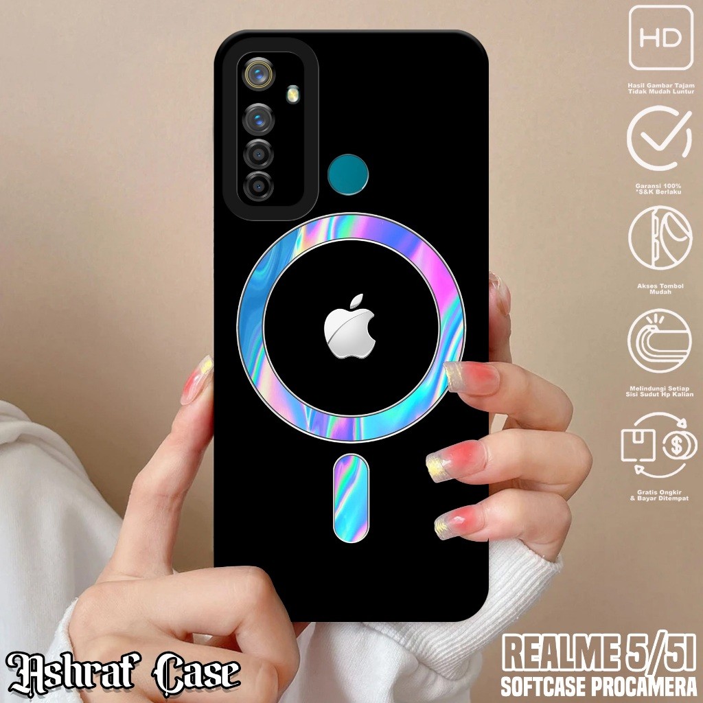 Case Realme 5 / Realme 5i - Casing Realme 5i / Realme 5 Motif Logo Magsafe - Softcase Hp Realme 5i -