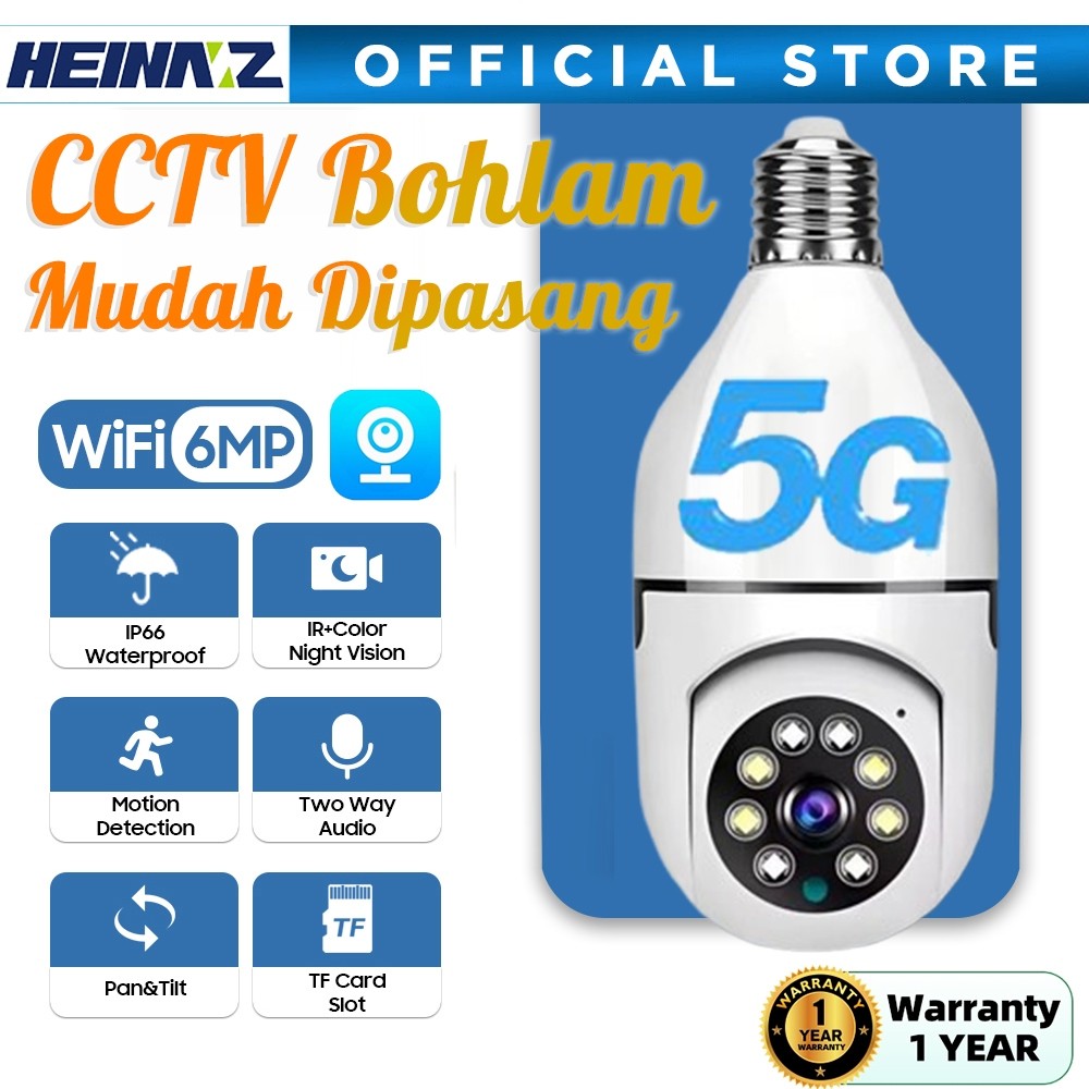 V380 5G BULB PTZ Camera Kamera Keamanan IP WIFI Pelacakan Otomatis Penglihatan Malam CCTV Nirkabel