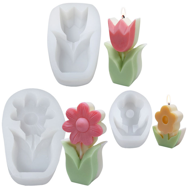 

Different flower silicone mold 3D Tulip flower Aromatherapy candle soap chocolate cake baking mold DIY crafts gypsum resin mold