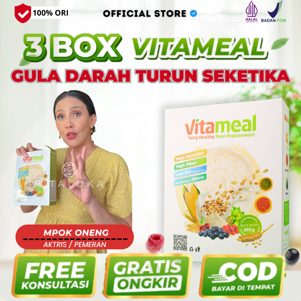 

Vitameal Paket 3 BOX Sereal Sehat Ampuh Menurunkan Gula Darah Tinggi Mencegah Diabetes VITAMIL BPOM