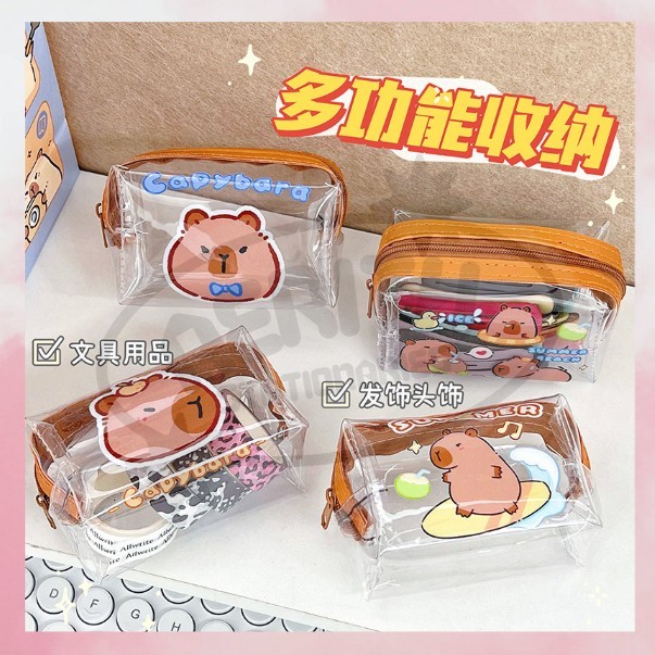 

AS PROMO COD Tempat pensil kotak pensil transparan kapibara capybara sekolah kerja kuliah S-PC016