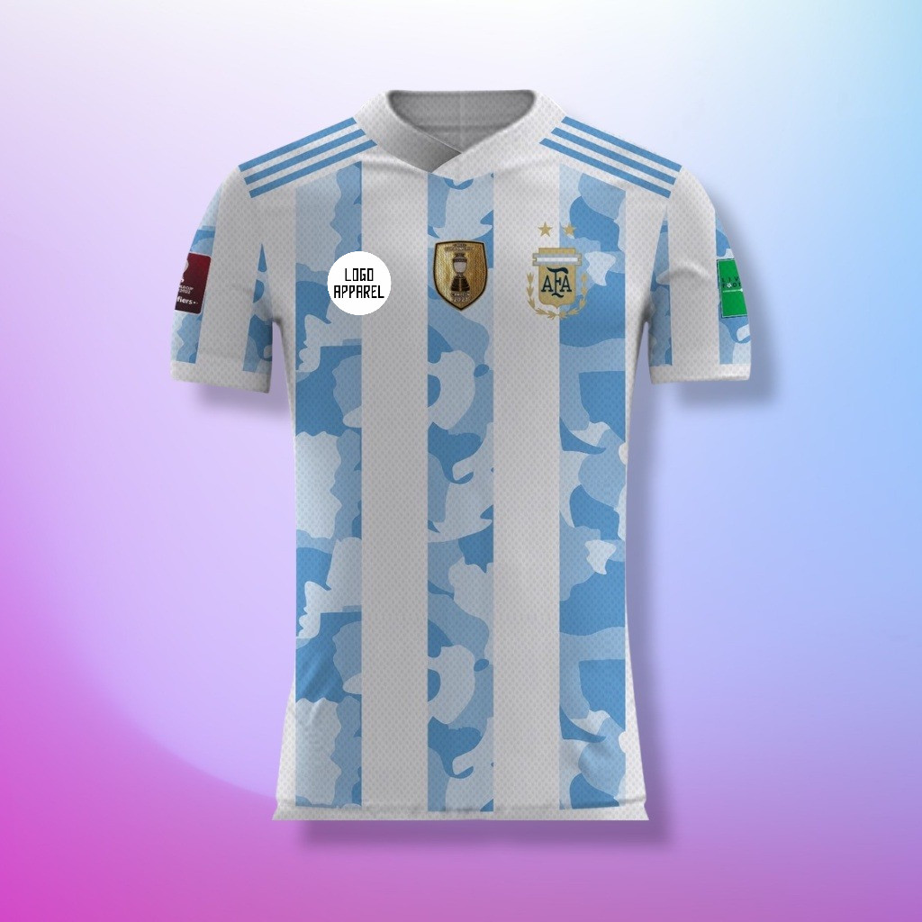 Jersey Argentina Home 2021 Full Patch Free Nameset Full Printing