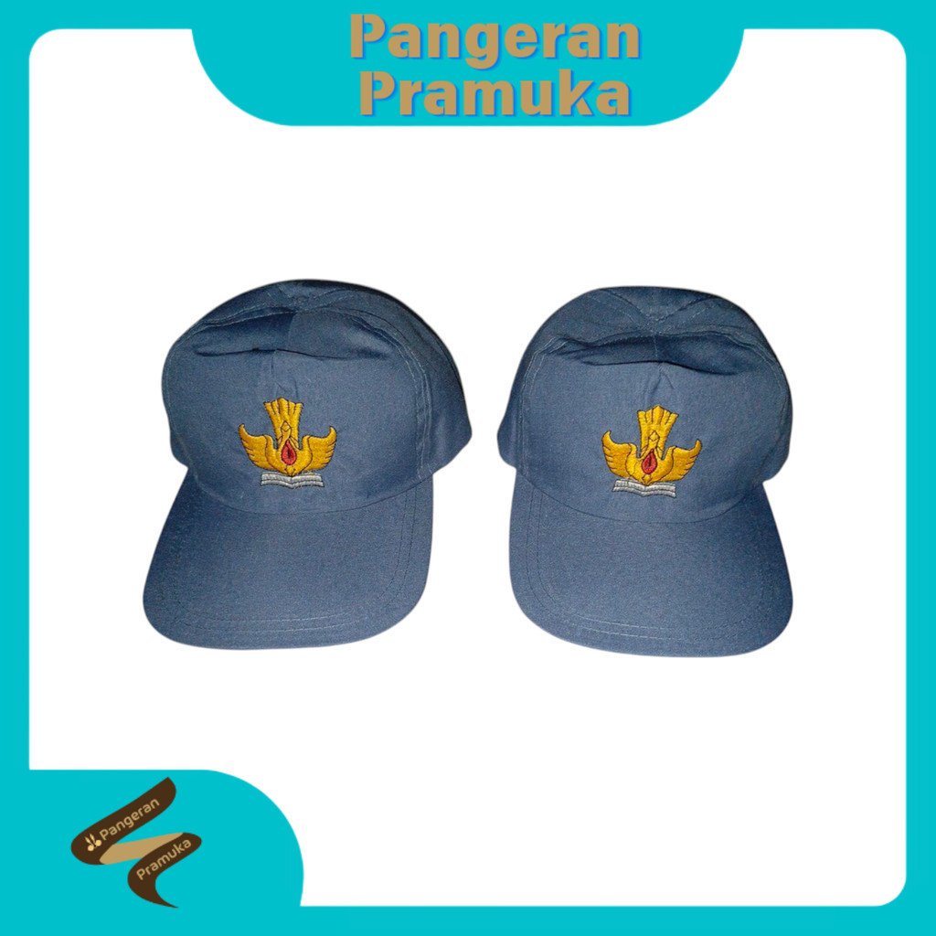 Topi SMA bordir abu full Karet Gesper Premium