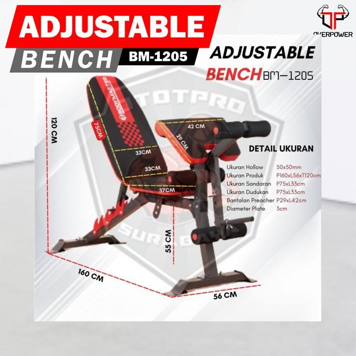 toko olshoppAdjustable Bench Bodymaster BM-1205HE |Kursi Sit up | Alat Finess - BM-1205HE