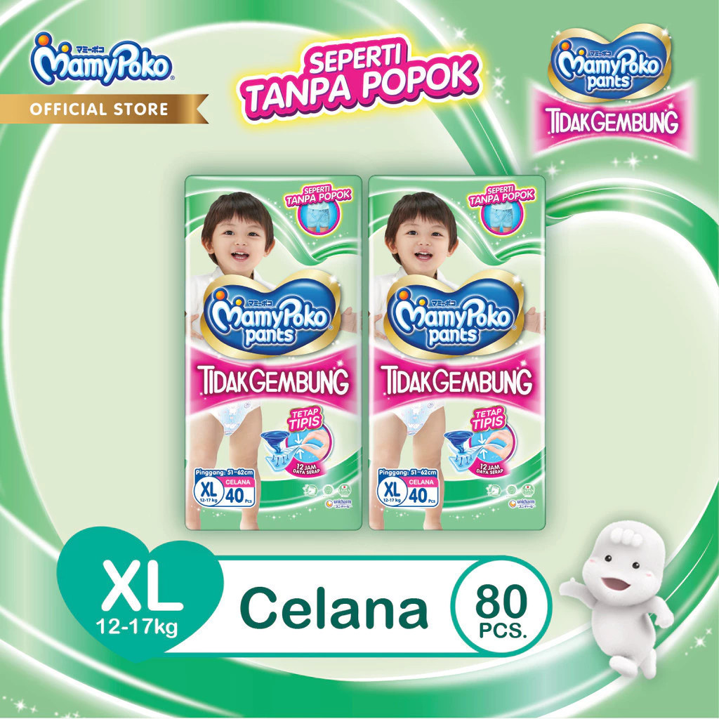 

NEW MamyPoko Pants X-tra Kering Slim Tidak Gembung - XL 40 - 2 Packs PREMIUM
